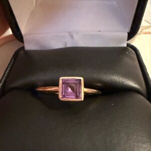Elegant 14K Rose Gold 6mm Square Asher cut Alexanderite Gemstone Ring Size 6 3/4